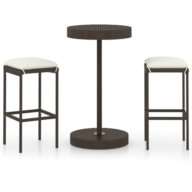 vidaXL Gartenbar-Set 3-tlg. Bartisch Rattan Braun 2 Stk.