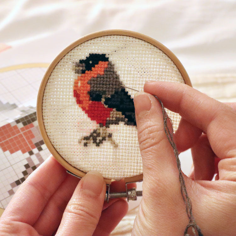 Kikkerland Crafters Bird Mini Kreuzstich Stickset mit Rahmen
