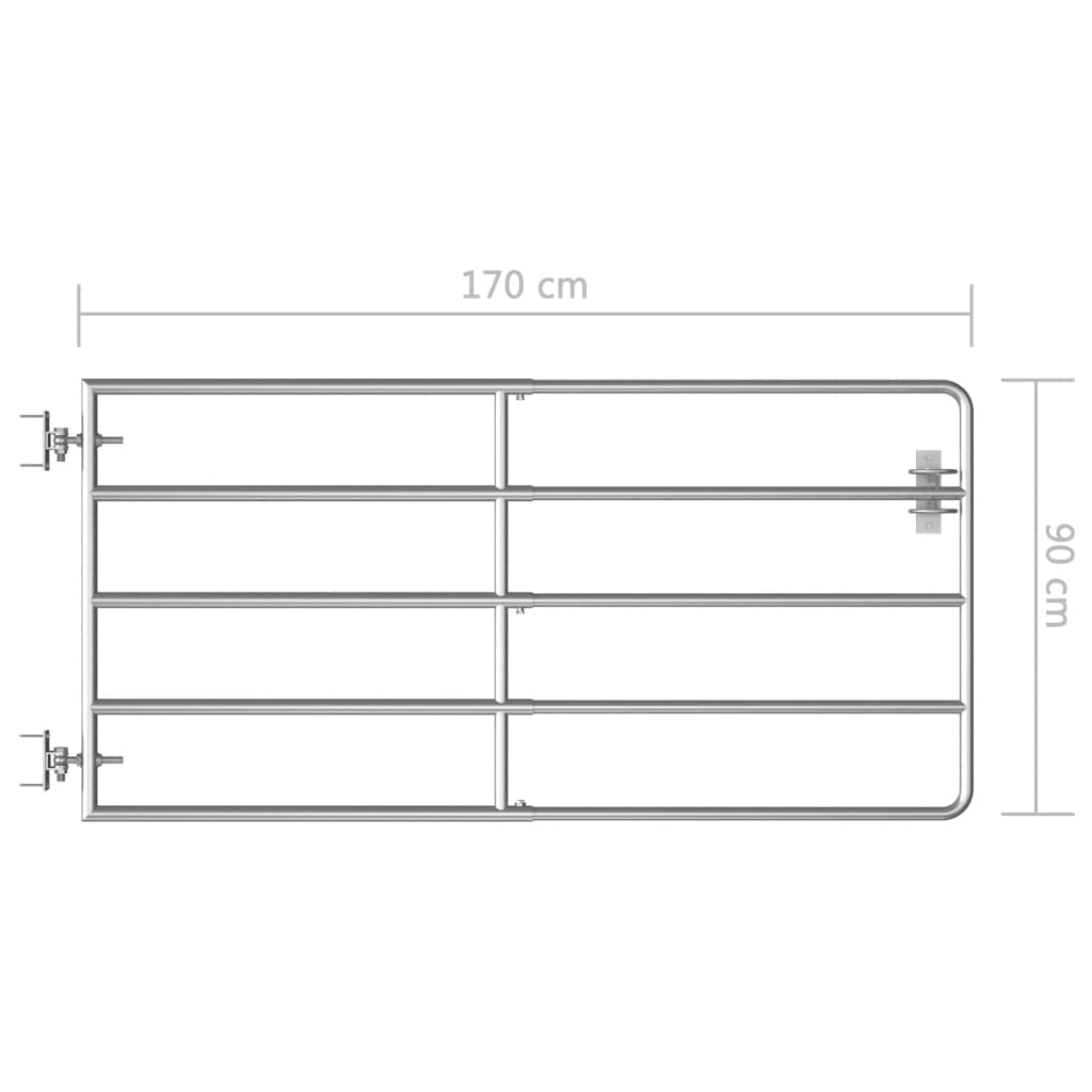 vidaXL Weidetor Stahl 95-170x90cm Silber