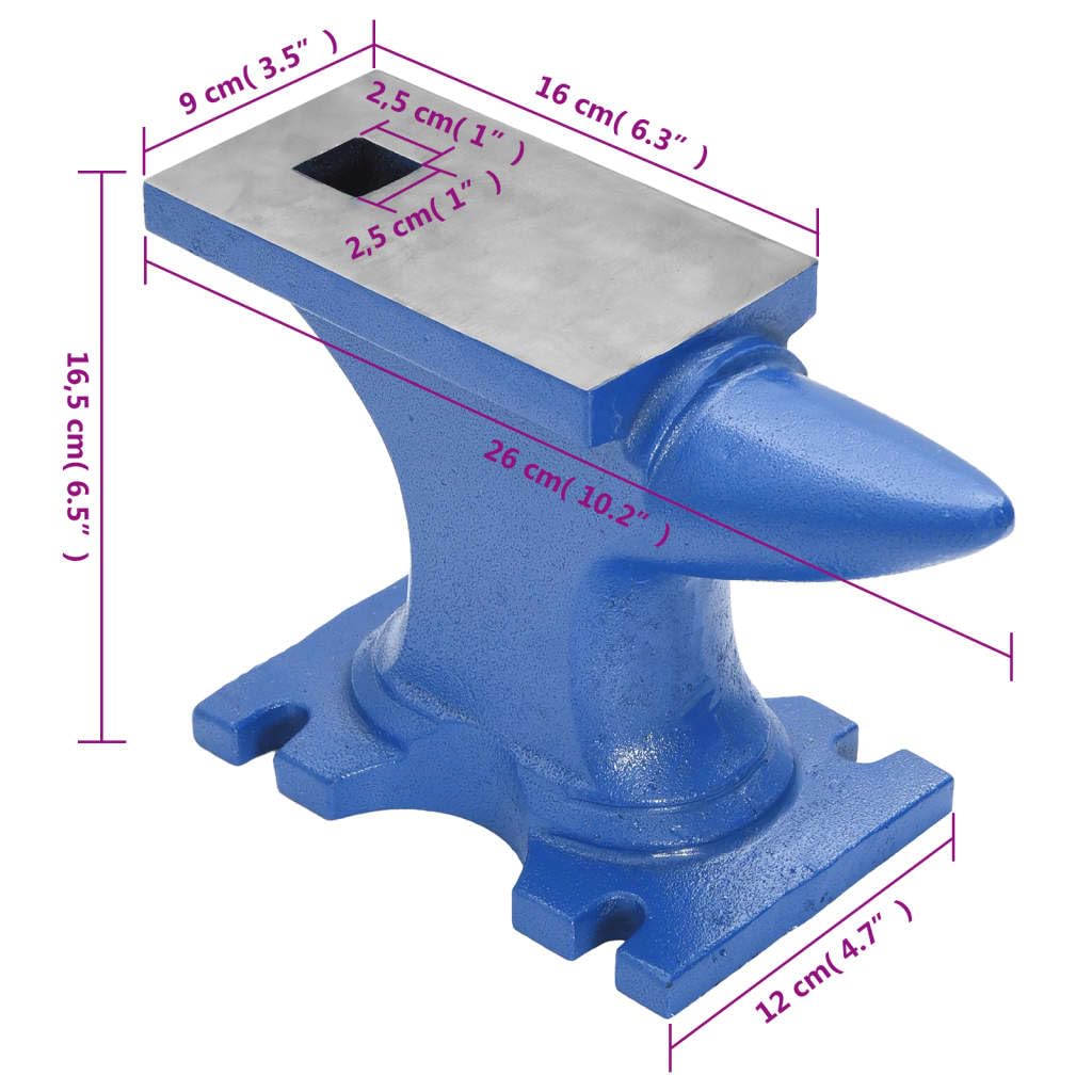 vidaXL Amboss 10,9 kg Schmiedeamboss Gusseisen Blau Horn