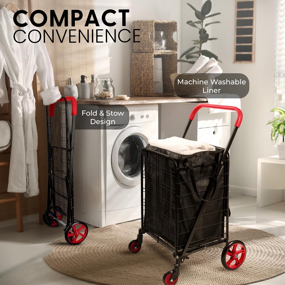 Serenelife Storage Einkaufstrolley klappbar rot 70 lbs