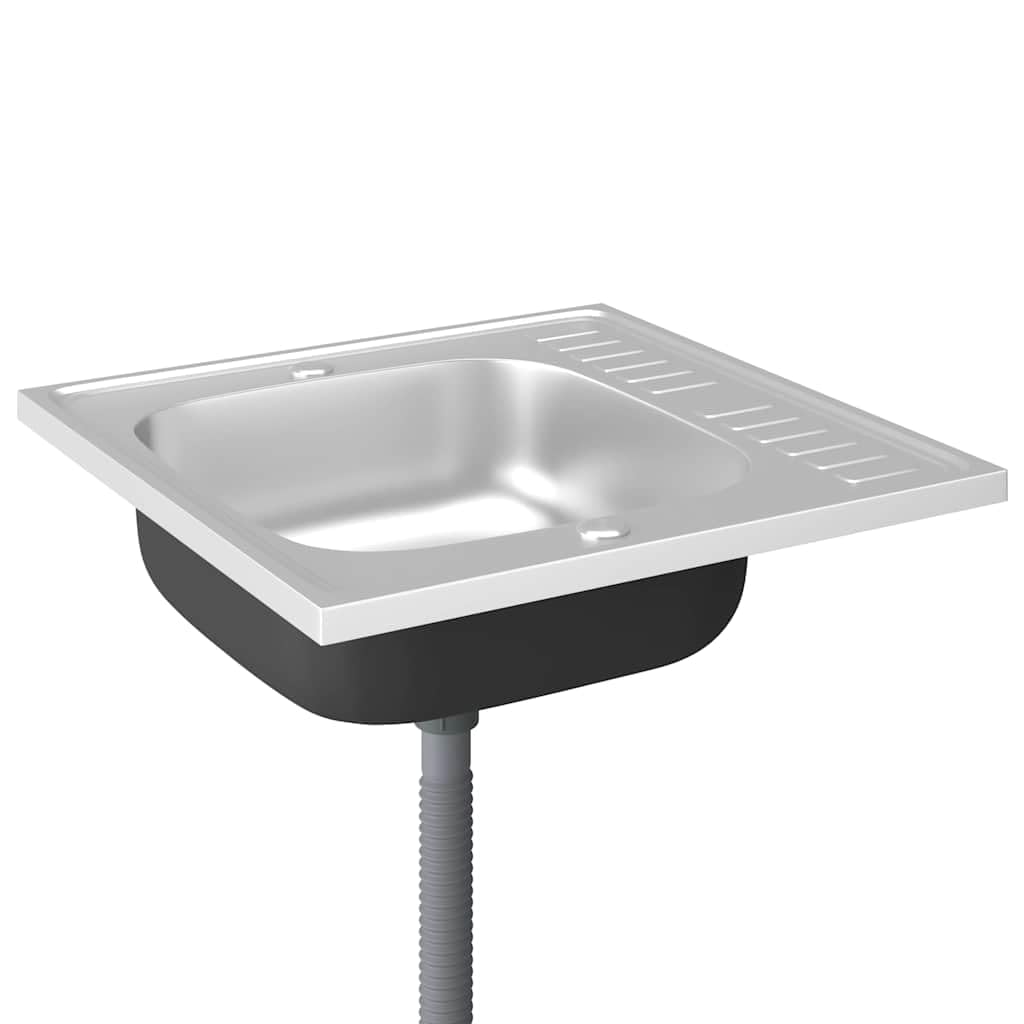 vidaXL Heimwerker Spüle Edelstahl 60x50 mit Abtropffläche