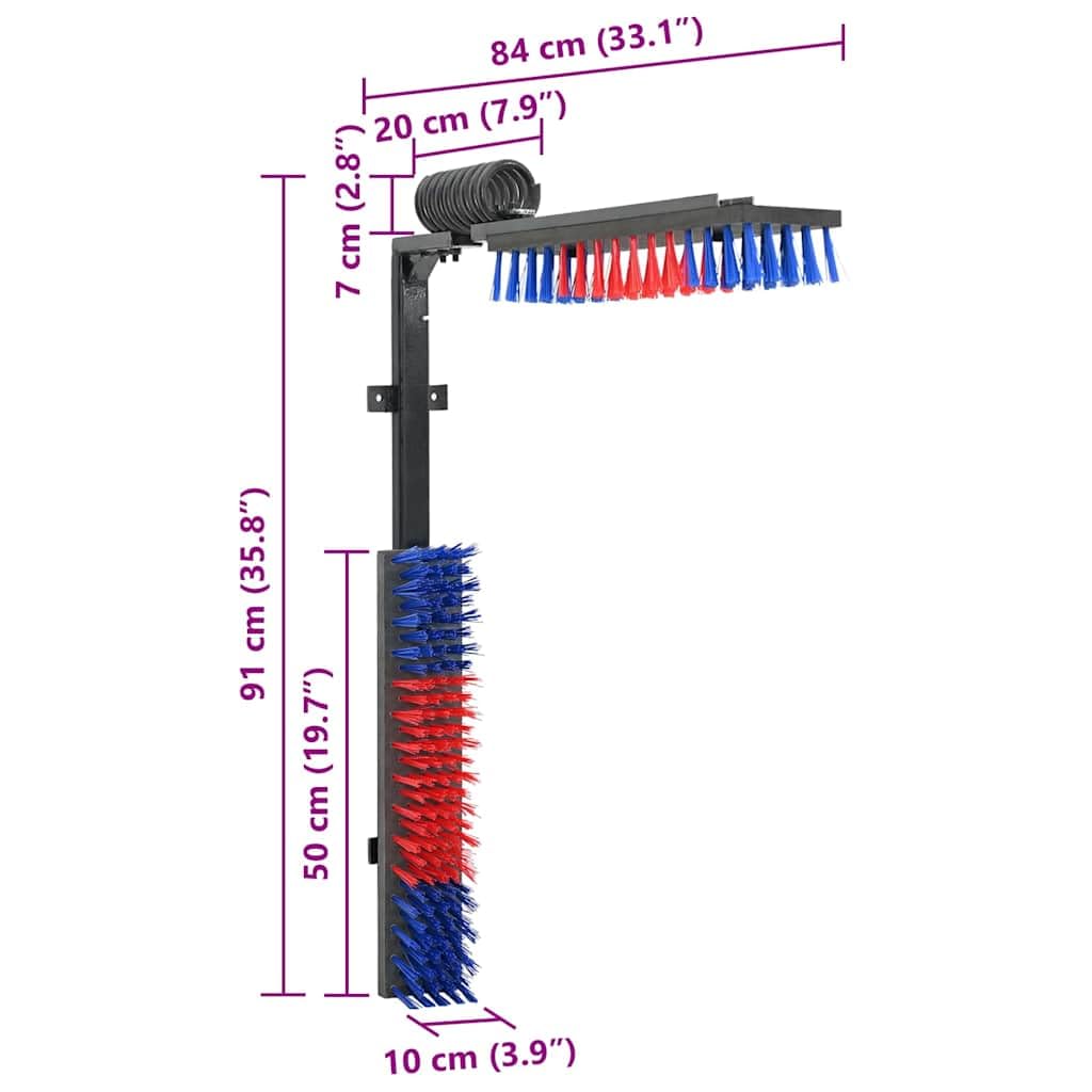 vidaXL Kuhbürste verstellbar Rot-Blau 84 cm Viehbürste