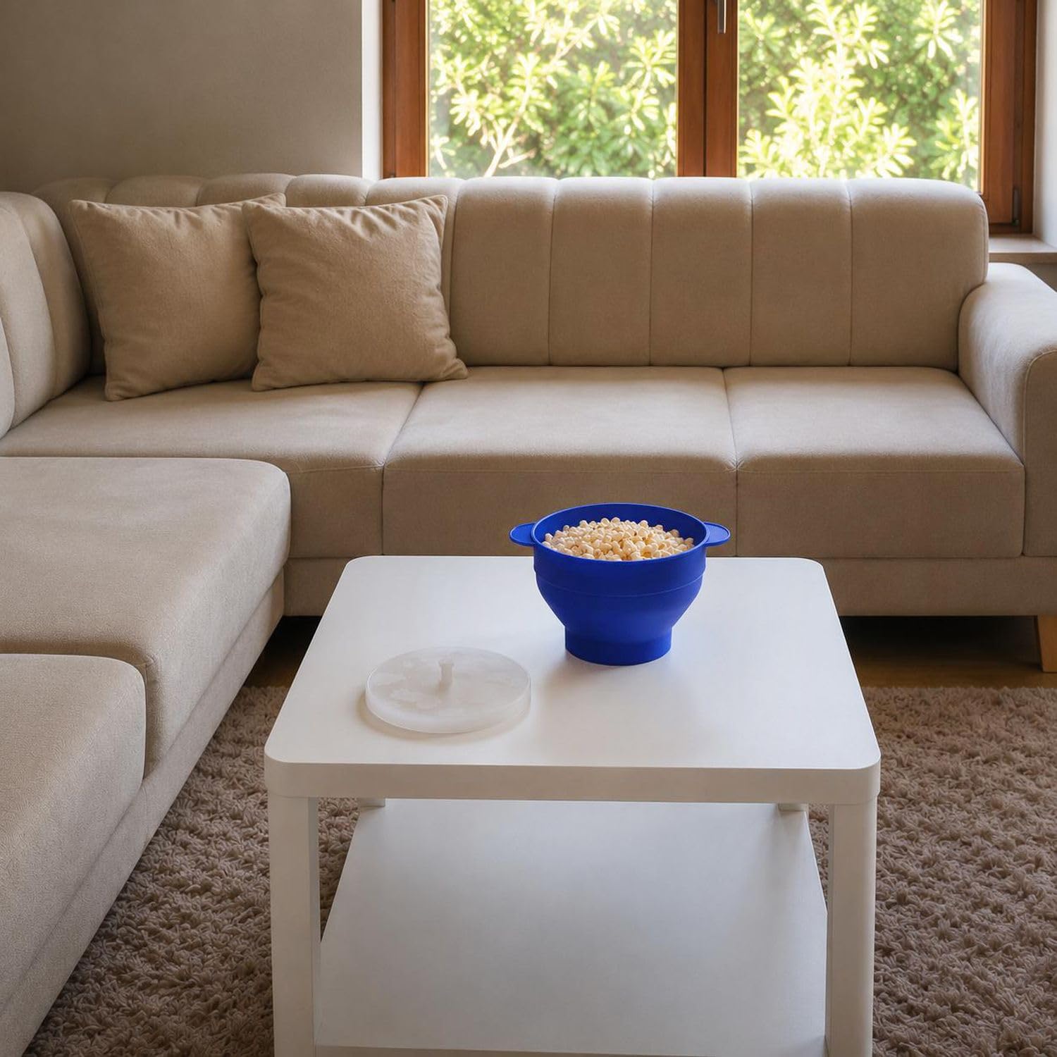 Intirilife Popcorn Maker Silikon Schüssel Blau faltbar ohne Öl