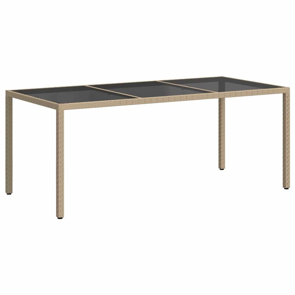 vidaXL Gartentisch Rattan beige Glas 190x90x75cm