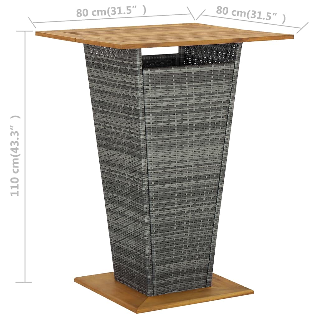 vidaXL Heim & Garten Gartenbar-Set 5-tlg grau Holz Rattan