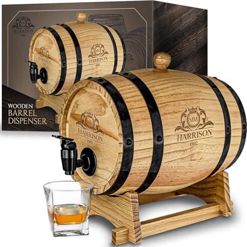 Mikamax Bar Holzfass Spender 3L mit Zapfhahn Holz Natur