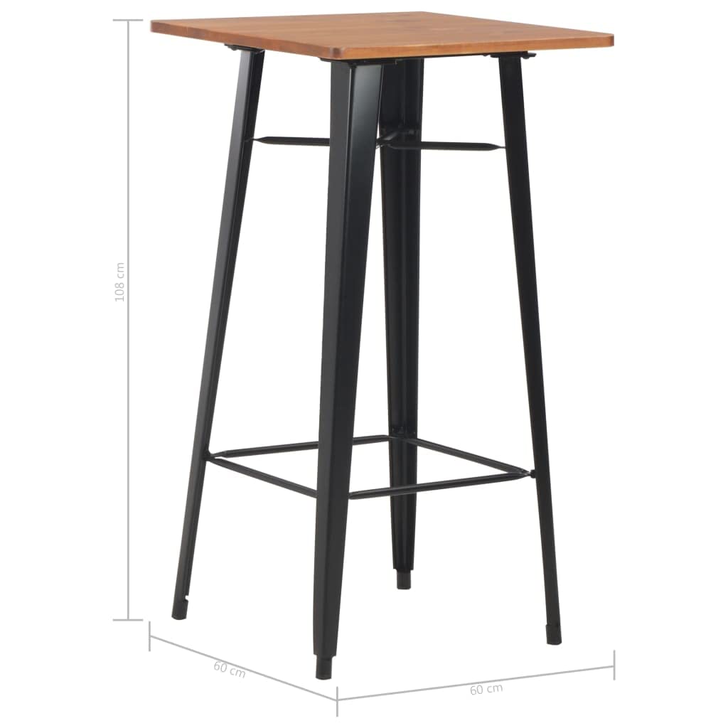 vidaXL Bartisch 60x60x108 cm Stehtisch Schwarz Kiefer Massivholz