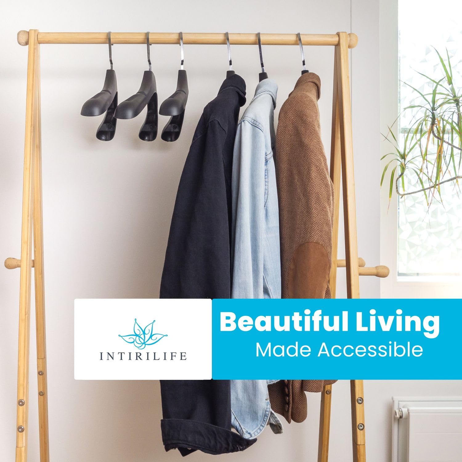 Intirilife Kleiderbügel Schwarz 20 Stück 39cm Anti-Rutsch