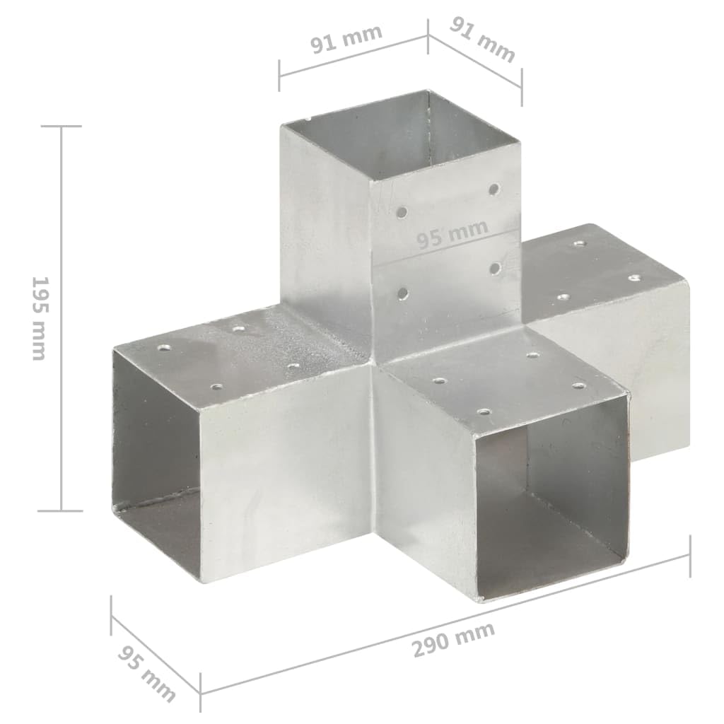 vidaXL Heim & Garten Pfostenverbinder X-Form 91x91 mm 4er