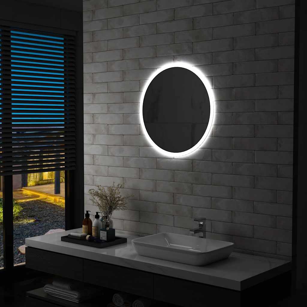 vidaXL Heim & Garten Badspiegel LED Rund 60cm Silber IP44