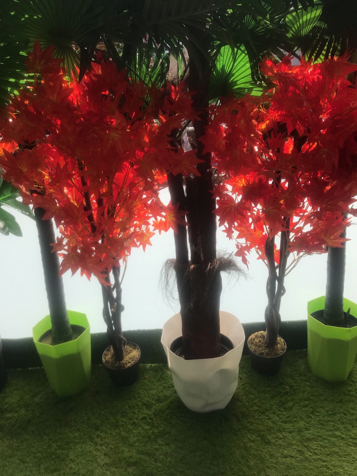 vidaXL Ahornbaum künstlich 120 cm Kunstpflanze Rot Topf