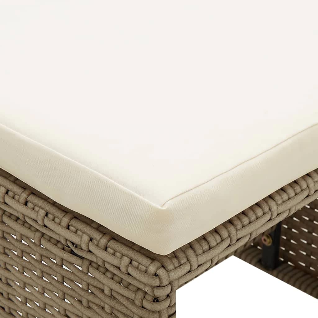 vidaXL Heim & Garten Gartenhocker Poly Rattan Schwarz 2er Set Kissen
