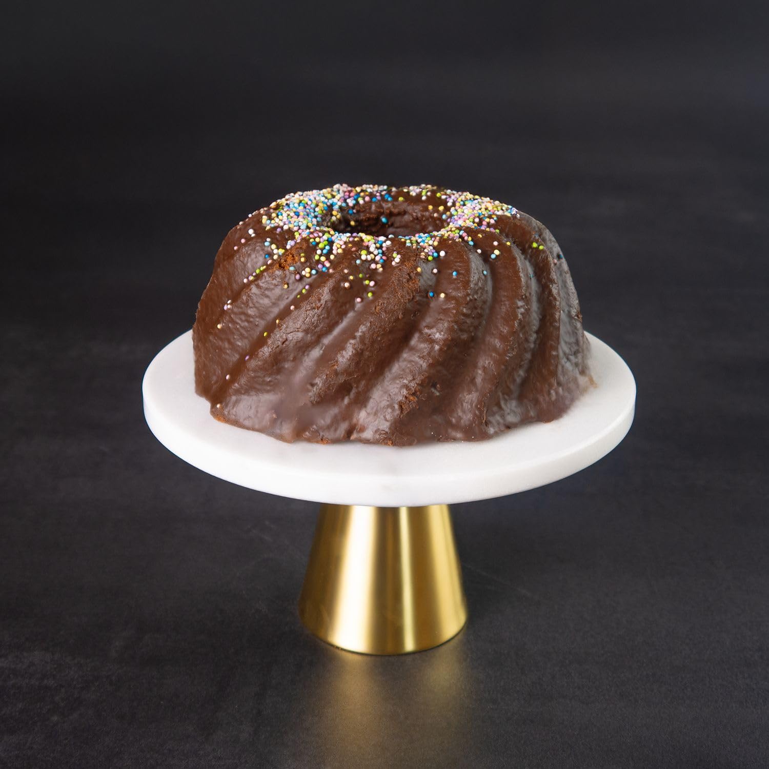 Intirilife Kuchenplatte Tortenständer Marmor Gold 20 cm