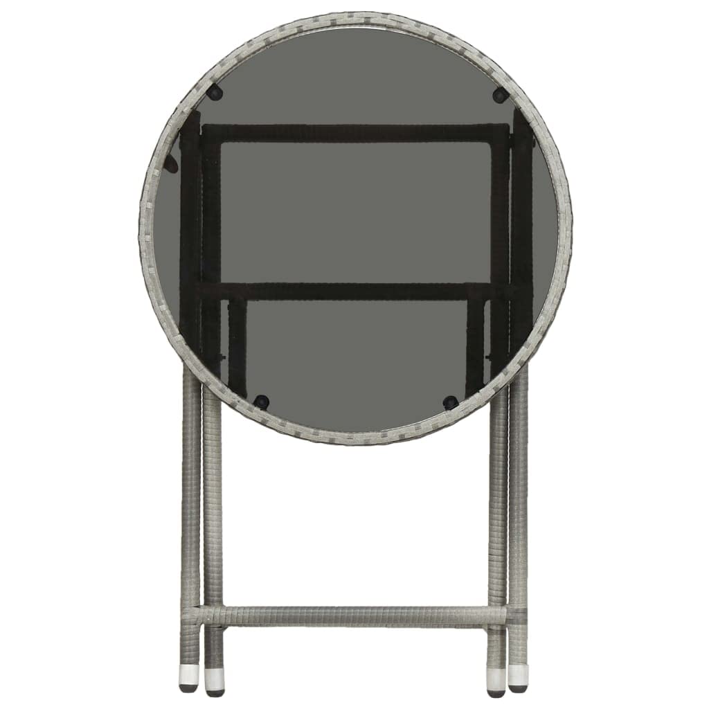 vidaXL Heim & Garten Bistro-Set Rattan grau 3-tlg. Glastisch