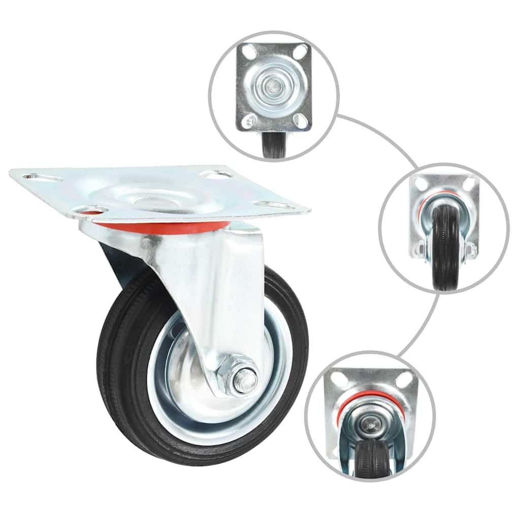 vidaXL Lenkrollen 4 Stk. 75 mm Gummi Möbelrollen Set