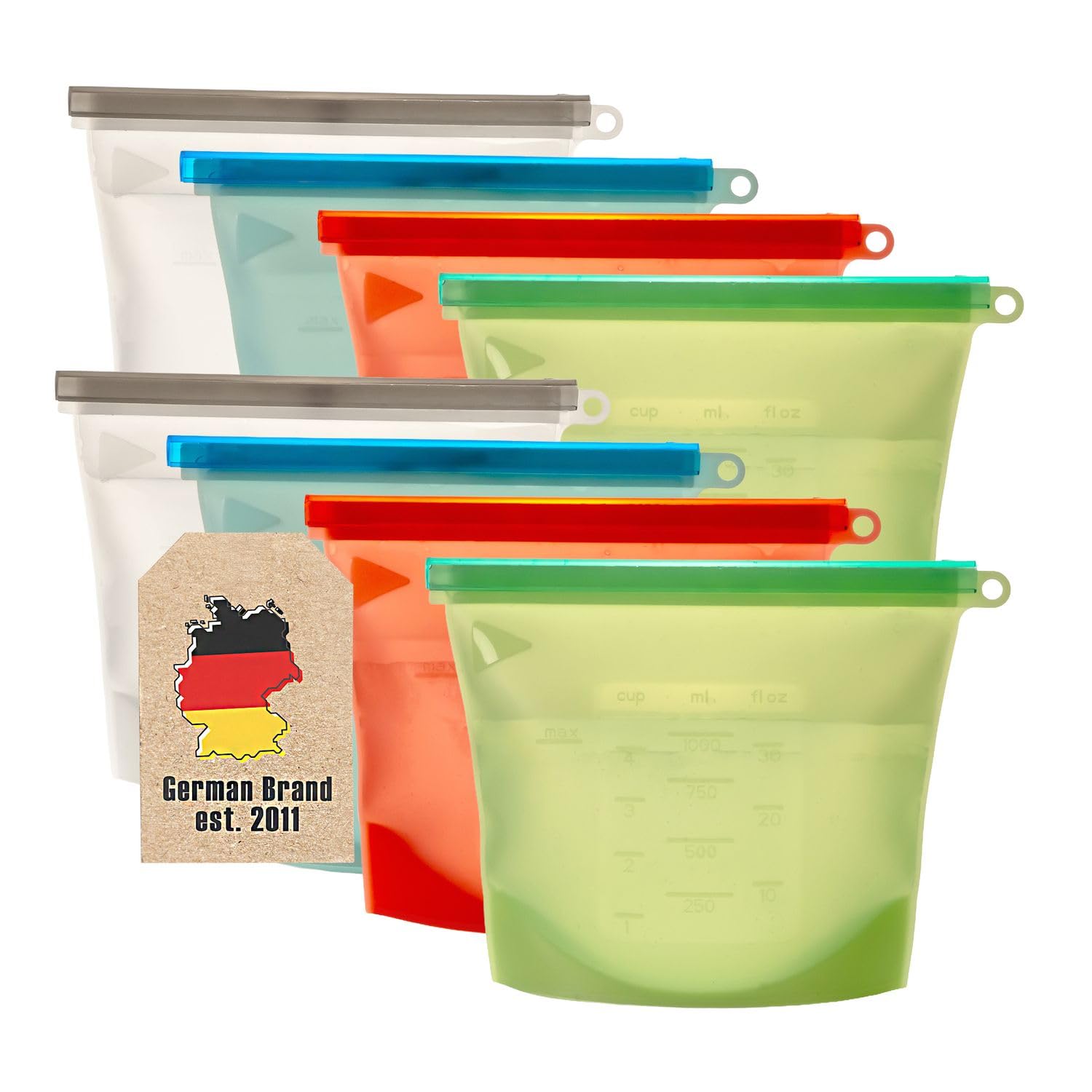 Intirilife Lebensmittelbeutel Silikon 1L 4er Set Zip