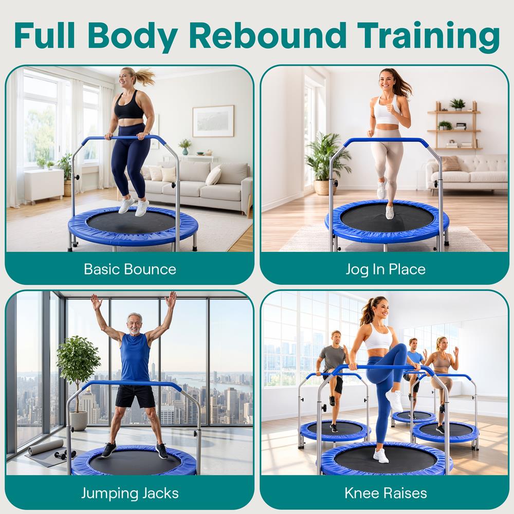 Serenelife Fitness Trampolin 40 Zoll Klappbar Dunkelblau