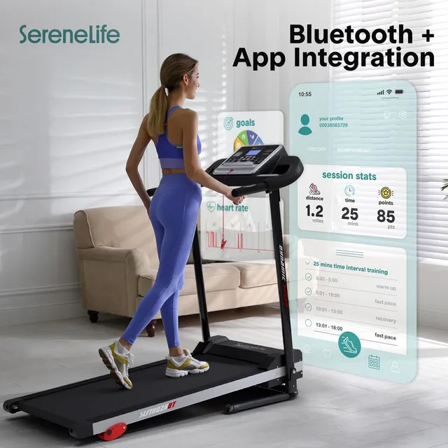 Serenelife Laufband klappbar Heim Bluetooth 12 Programme