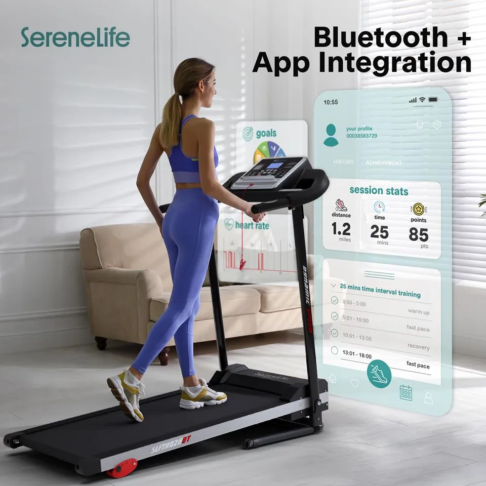 Serenelife Laufband klappbar Heim Bluetooth 12 Programme