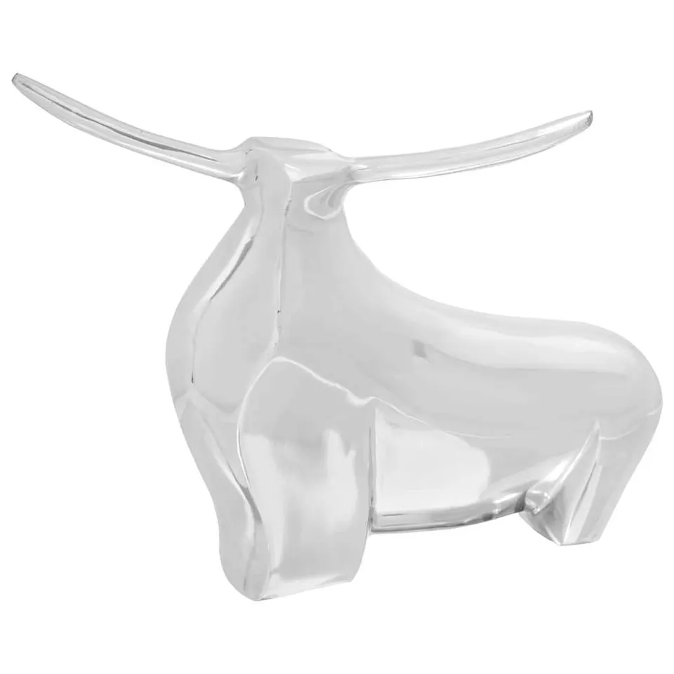 vidaXL Heim & Garten Stierskulptur Silber 37x44x17 cm Aluminium