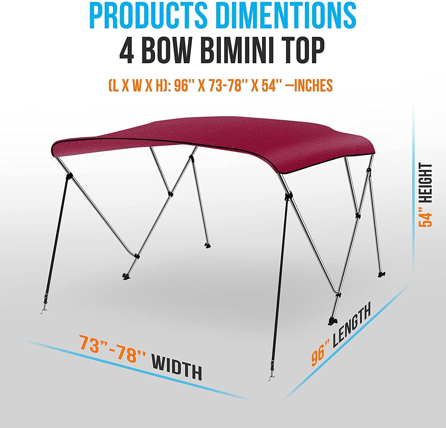 Serenelife Bimini Top 4-Bow Bootsverdeck Burgunderrot Polyester
