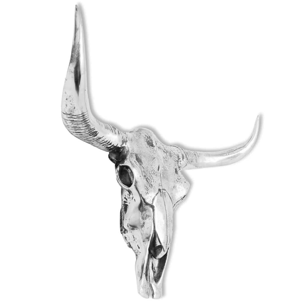 vidaXL Wanddeko Bullenschädel 58 cm Aluminium Silber