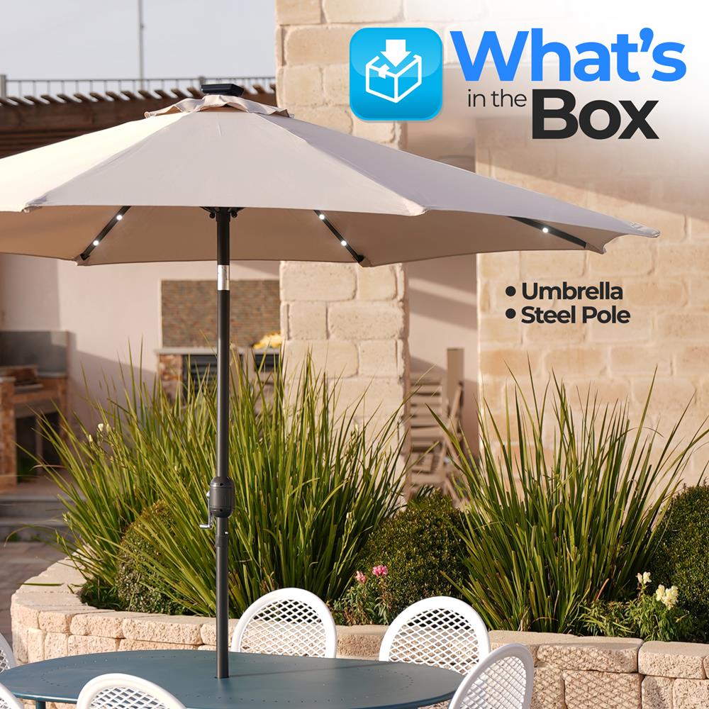 Serenelife 10Ft Sonnenschirm mit 24 LED UV-Schutz