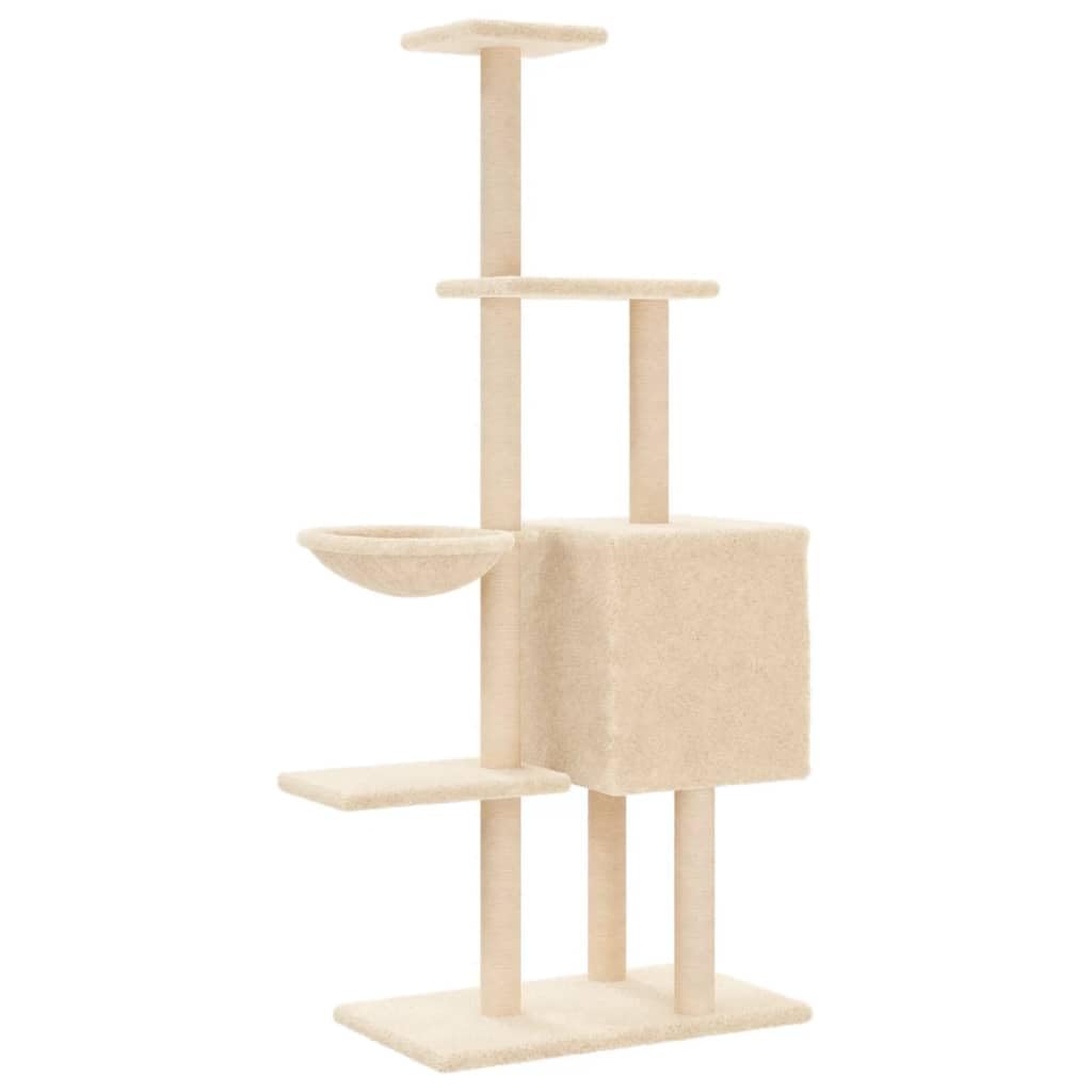 vidaXL Kratzbaum 145 cm Katzenbaum Creme Sisal Plüsch