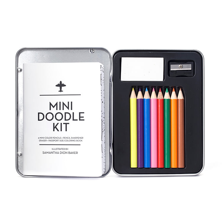 Kikkerland Crafters Mini Doodle Kit Malset 18 Motive Dose