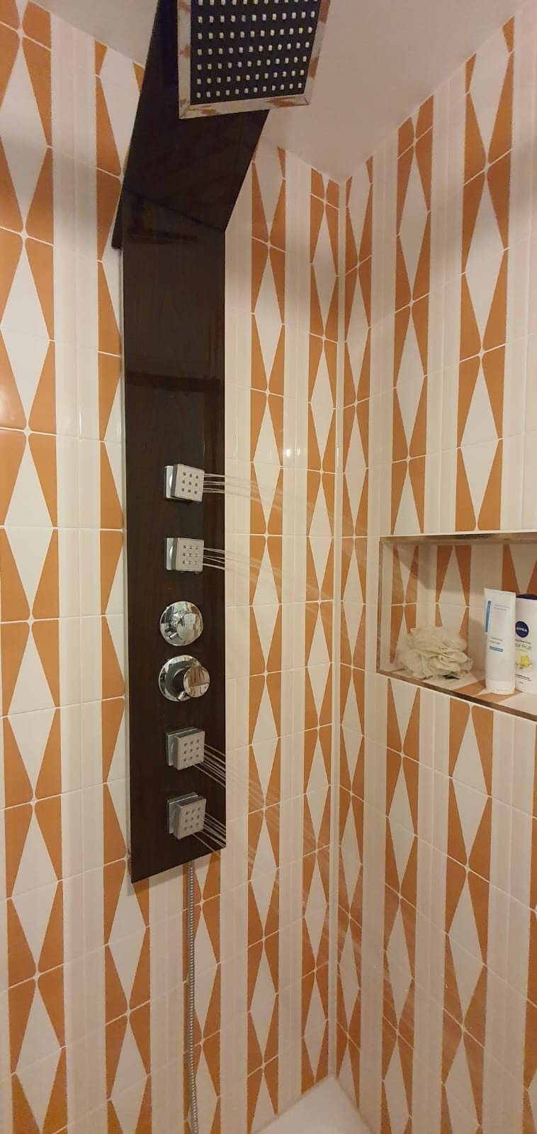 vidaXL Duschpaneel Glas braun Holzoptik Regendusche System