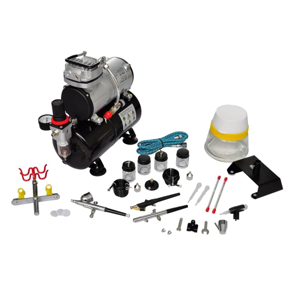 vidaXL Airbrush Profi Komplett-Set Airbrushpistole 3 Pistolen 3L