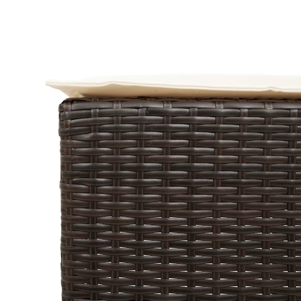 vidaXL Gartenbar-Set Rattan Braun 2 Barhocker mit Kissen