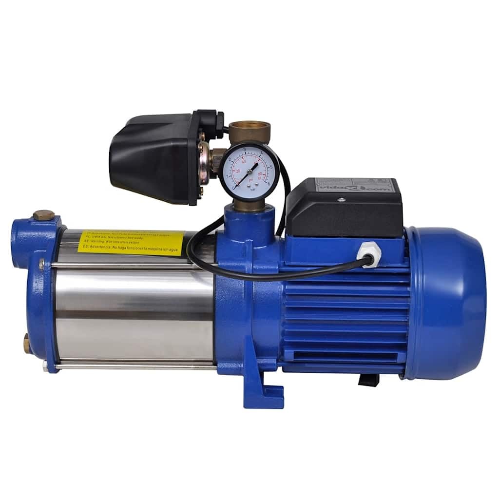 vidaXL Heimwerker Strahlpumpe 1300 W 5100 L/h blau Manometer