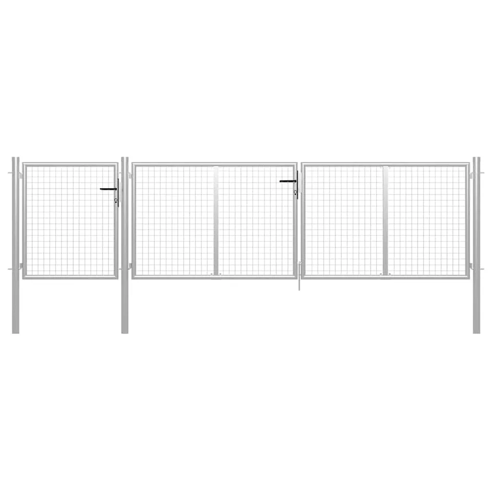 vidaXL Gartentor Stahl 400x75 cm silber mit Schloss