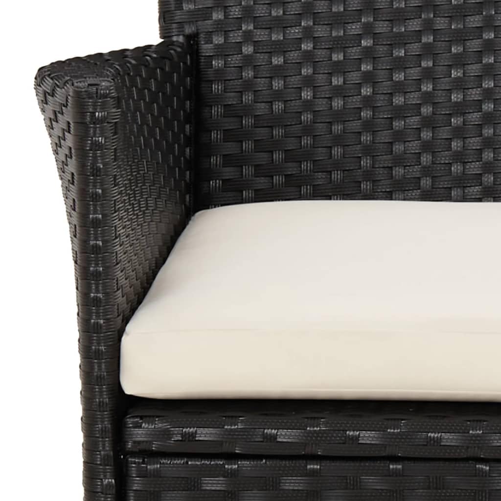 vidaXL Garten-Bistro-Set 3-tlg. Poly Rattan Schwarz-Creme