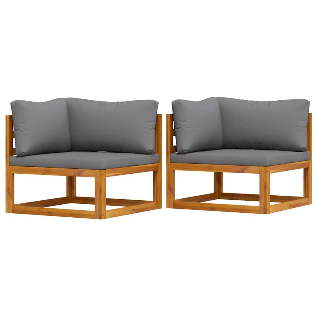 vidaXL Ecksofas Modular Gartensofa Akazie Dunkelgrau 2 Stk.