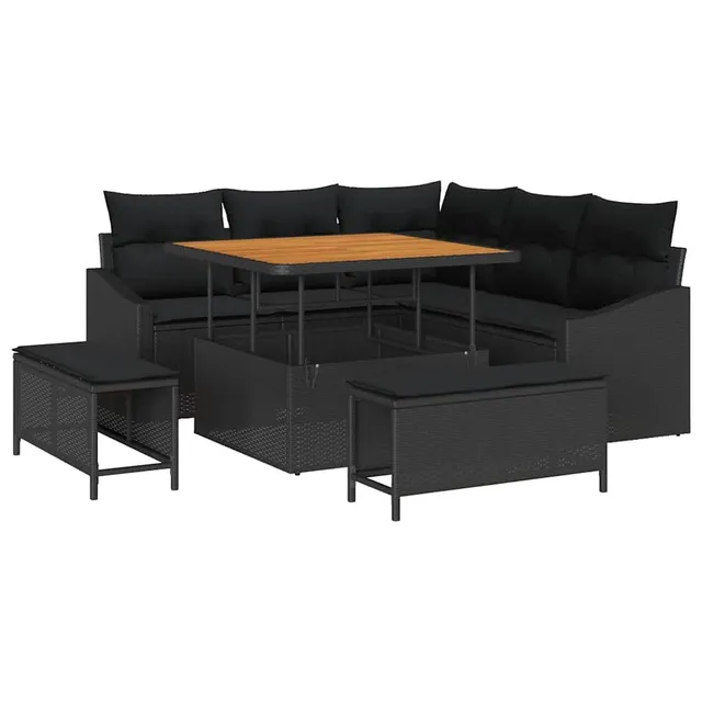 vidaXL Heim & Garten Gartensofa-Set 8-tlg Schwarz Poly-Rattan