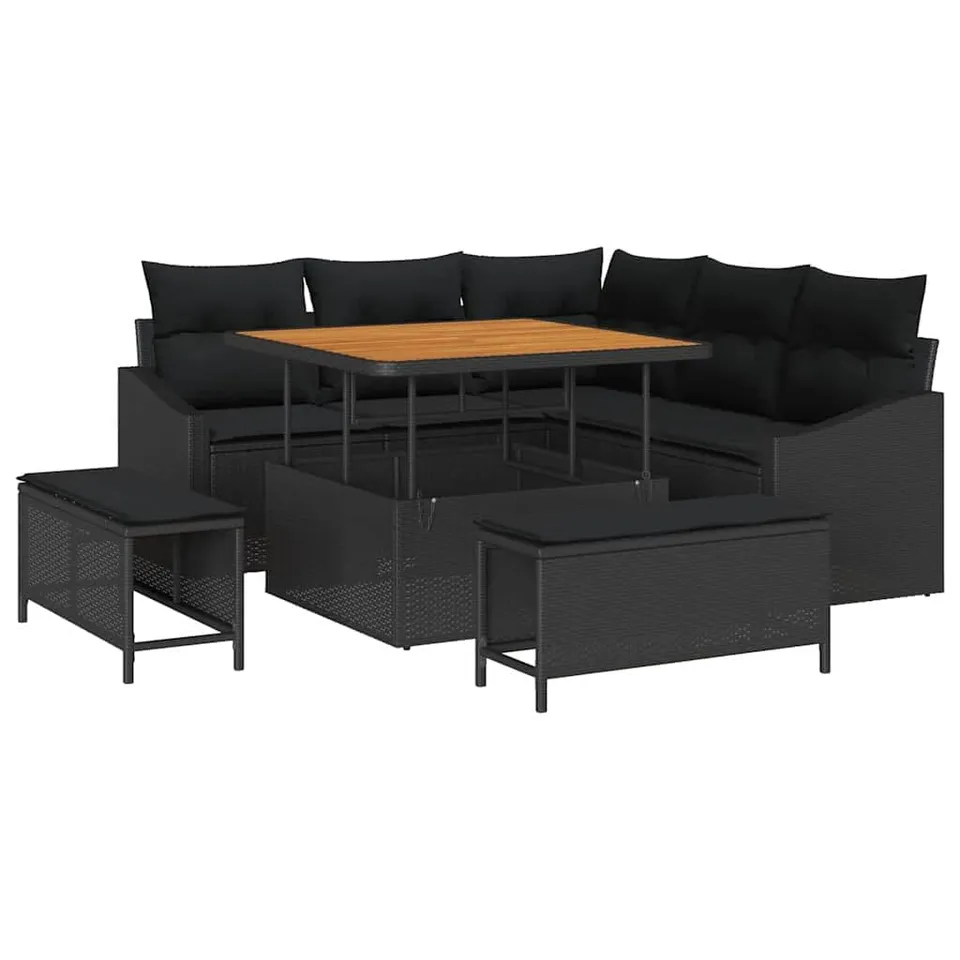 vidaXL Heim & Garten Gartensofa-Set 8-tlg Schwarz Poly-Rattan