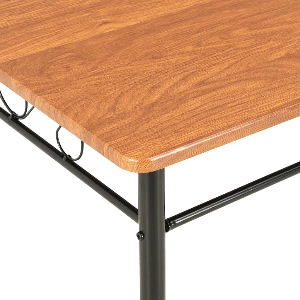 vidaXL Essgruppe 7-tlg. MDF Stahl Tisch 6 Stühle Braun