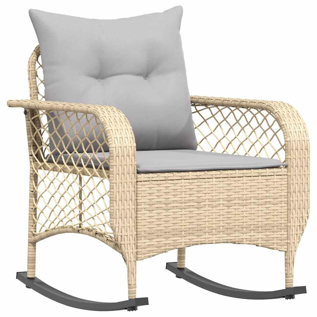 vidaXL Heim & Garten Schaukelstuhl Beige-Grau Poly Rattan