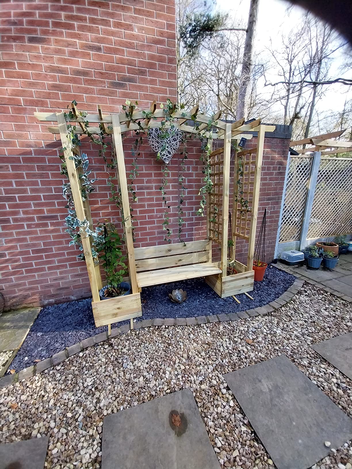 vidaXL Garten Pergola mit Bank Kiefernholz Rankgitter