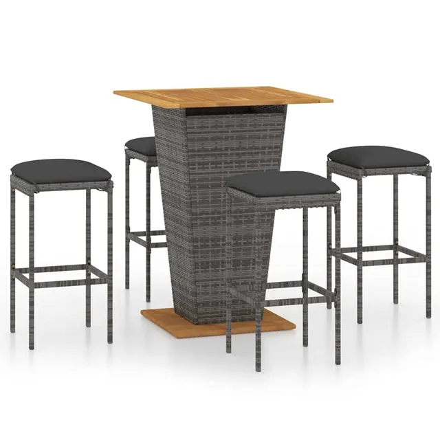 vidaXL Heim & Garten Gartenbar-Set 5-tlg grau mit Kissen