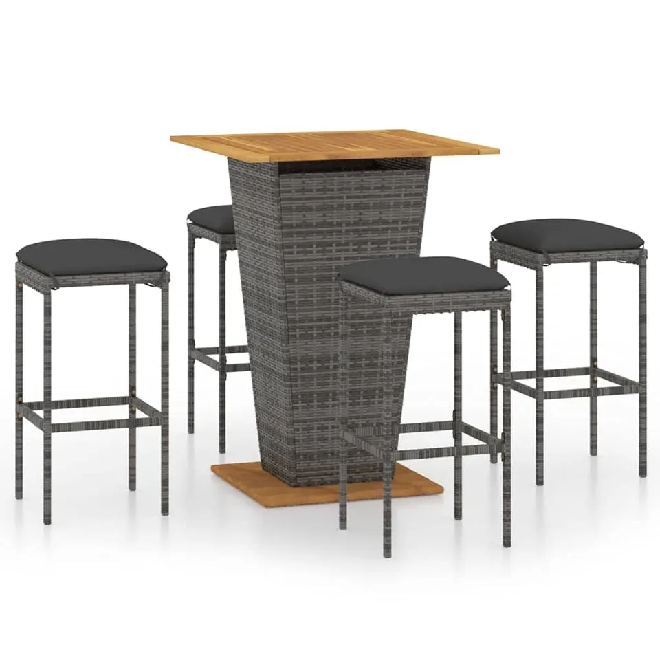 vidaXL Heim & Garten Gartenbar-Set 5-tlg grau mit Kissen