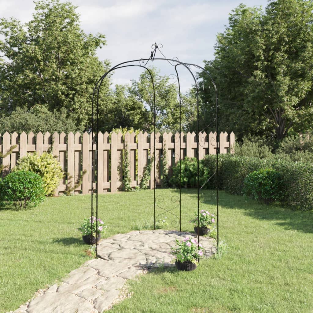 vidaXL Gartenbogen Schwarz Ø180x255 cm Stahl Rosenbogen Kletterpflanzen