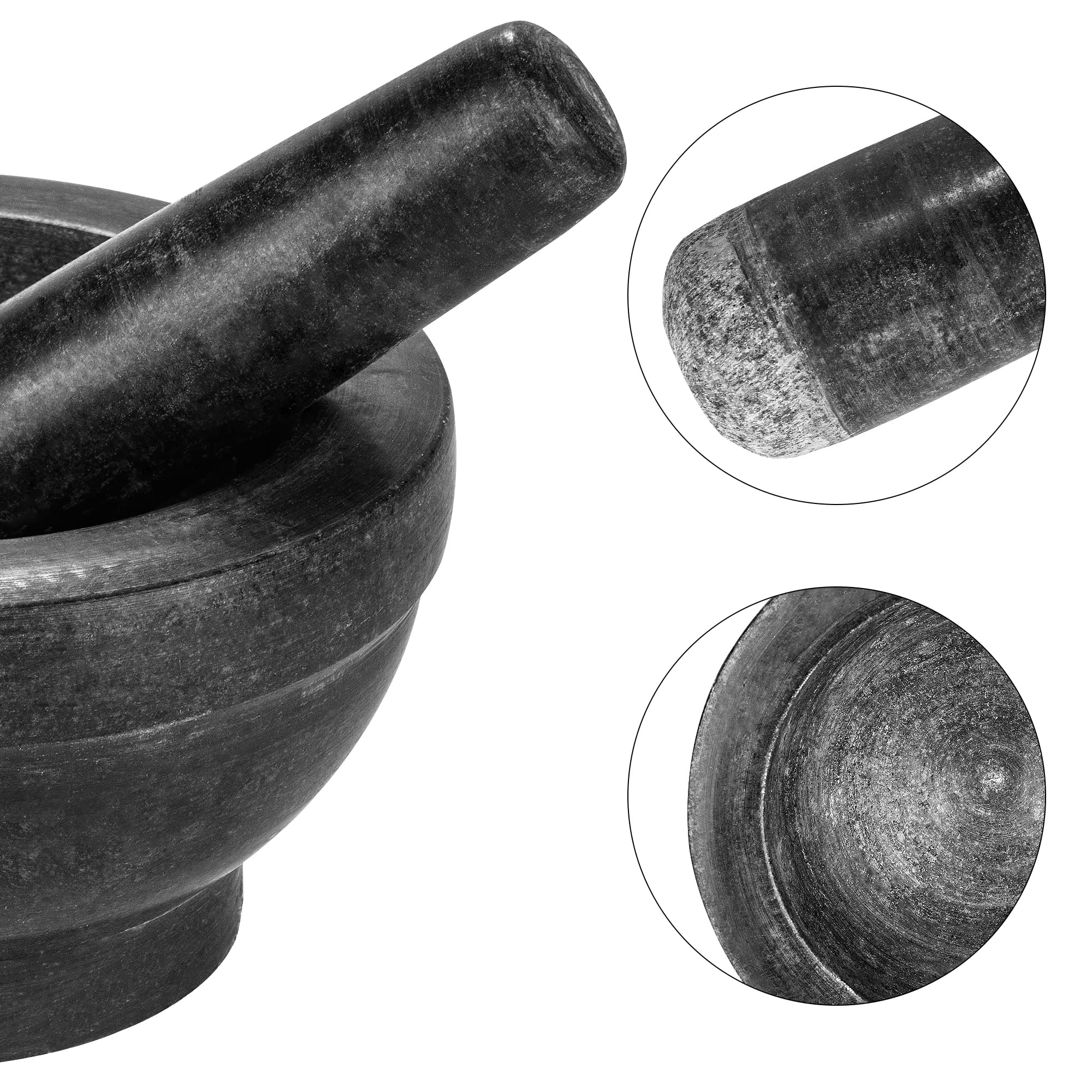 Intirilife Mörser mit Stößel Granit 16 cm Naturstein