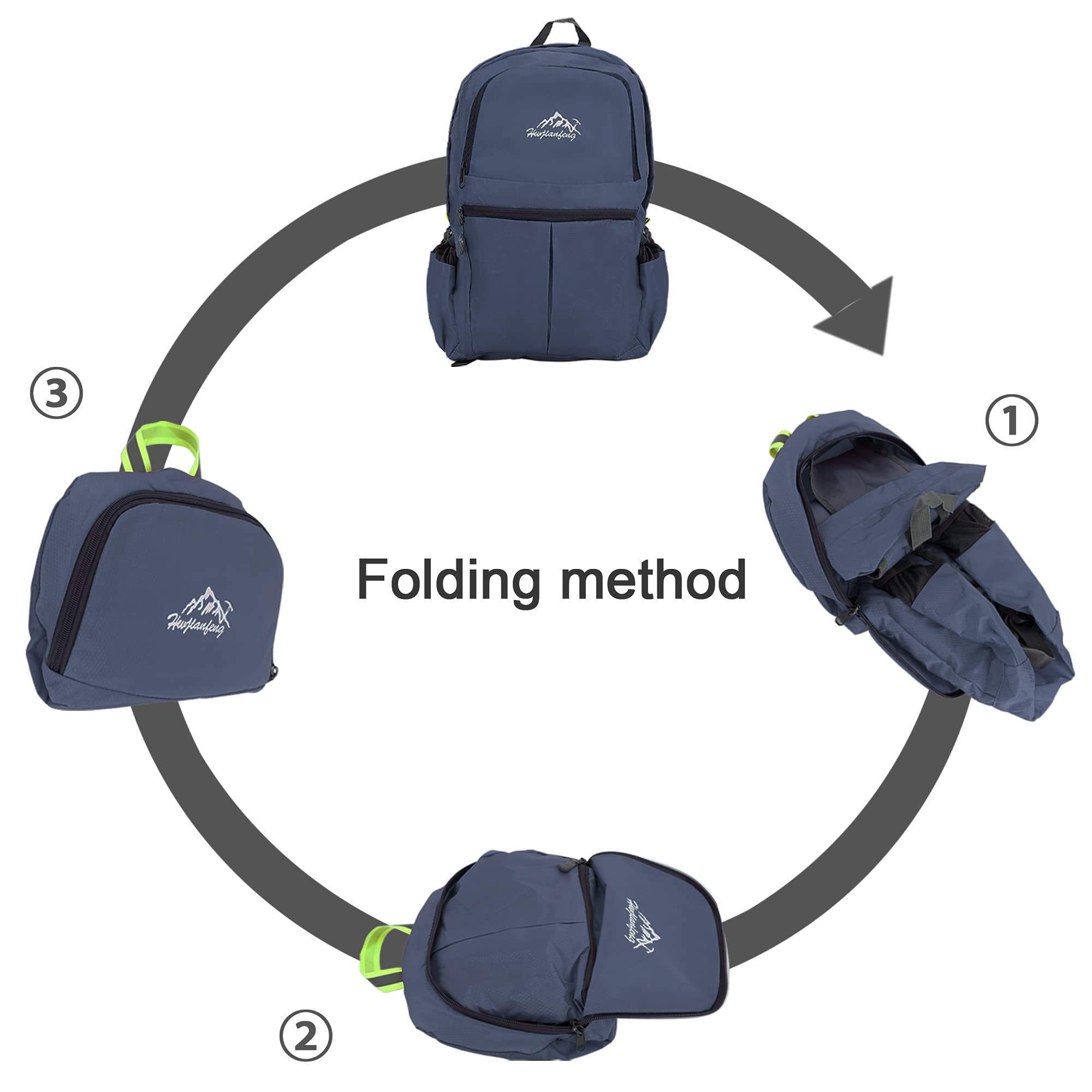Intirilife Rucksack faltbar 36L Daypack dunkelblau ultraleicht