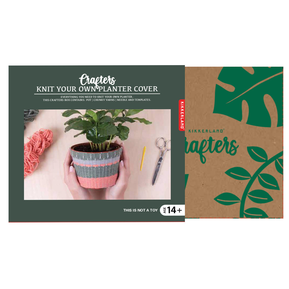 Kikkerland Crafters Knit Your Own Planter Cover Strickset Wolle