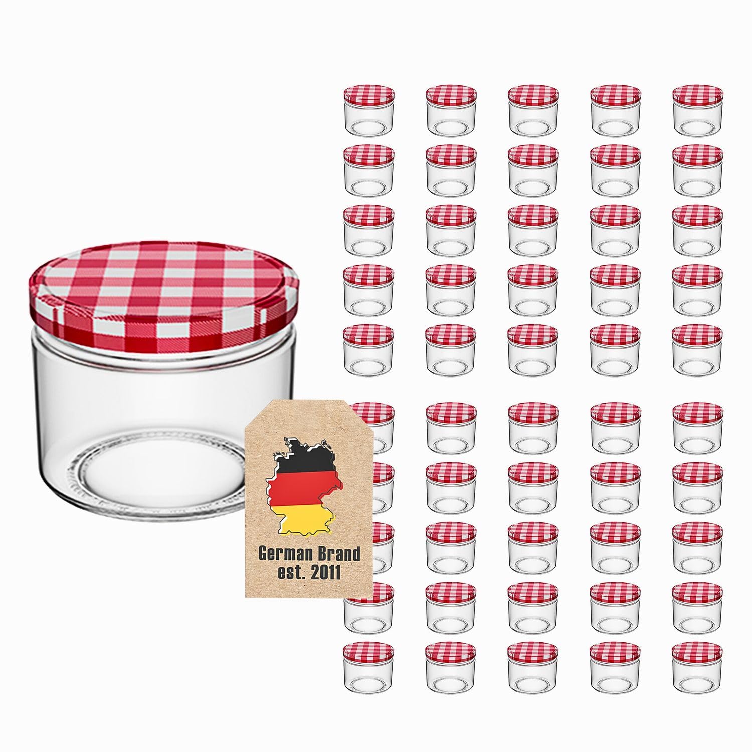 Intirilife Einmachgläser 25x150ml 6,5cm Schraubdeckel Kariert