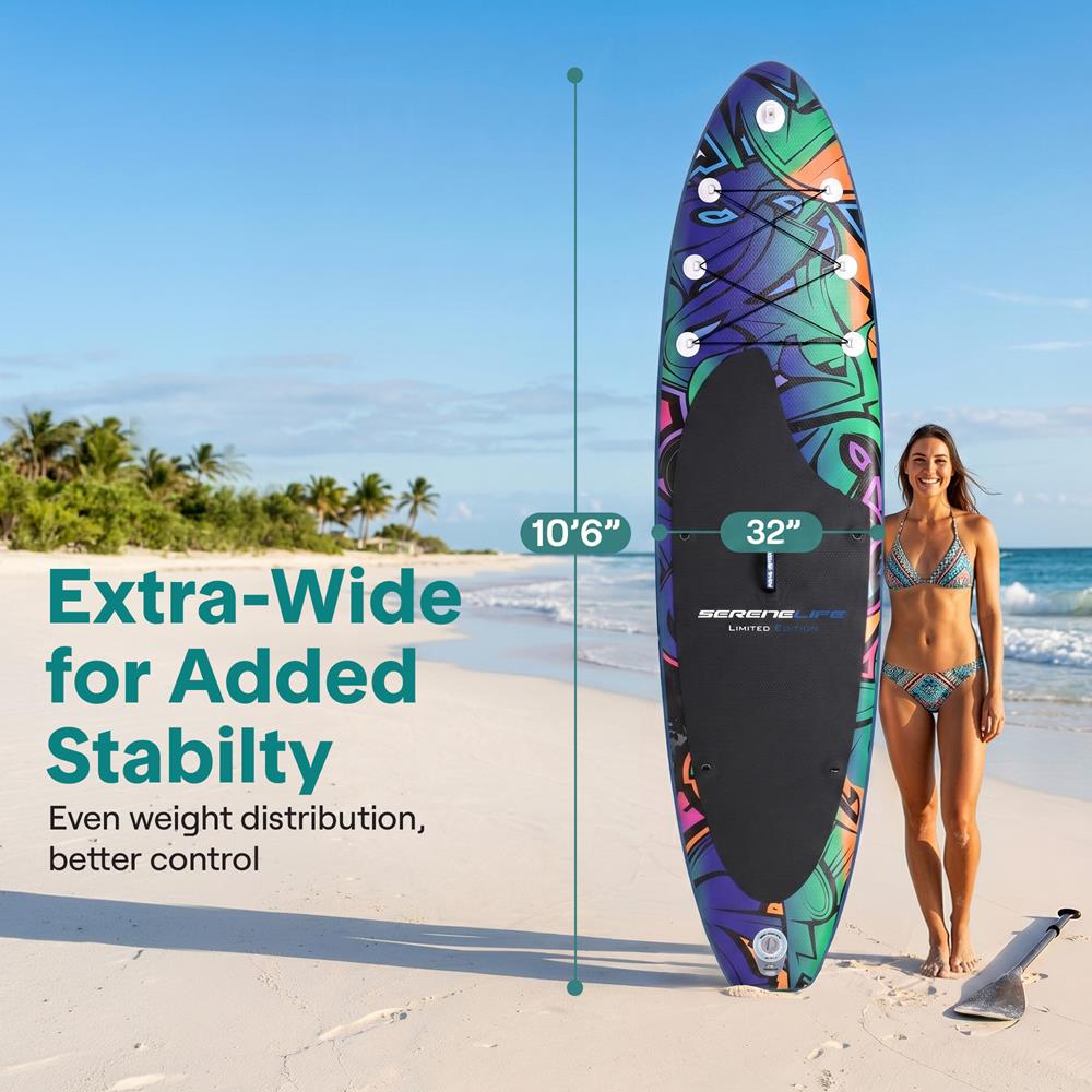 Serenelife SUP Board 10'6" Blau Aufblasbar Stand Up Paddle